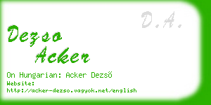 dezso acker business card